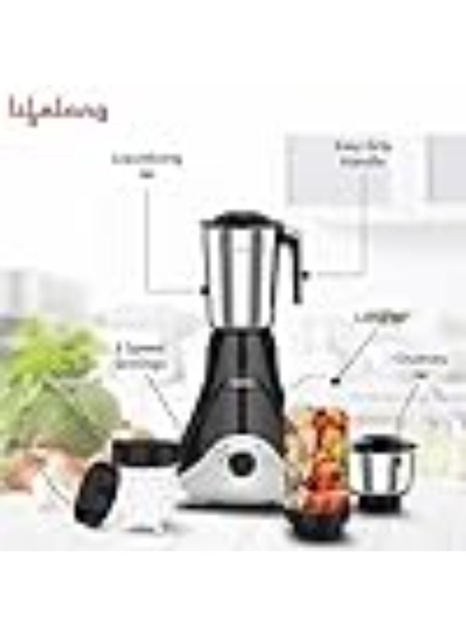 Lifelong Mixer Grinder for Kitchen - 4 Jars 500 Watt Mixie - 2 Nutri bullet Jars for Smoothie & Blending, Chutney Jar & Liquidizing Jar used as Wet Grinder & Blender - Stainless Steel Blades (LLMG39) - Image 2
